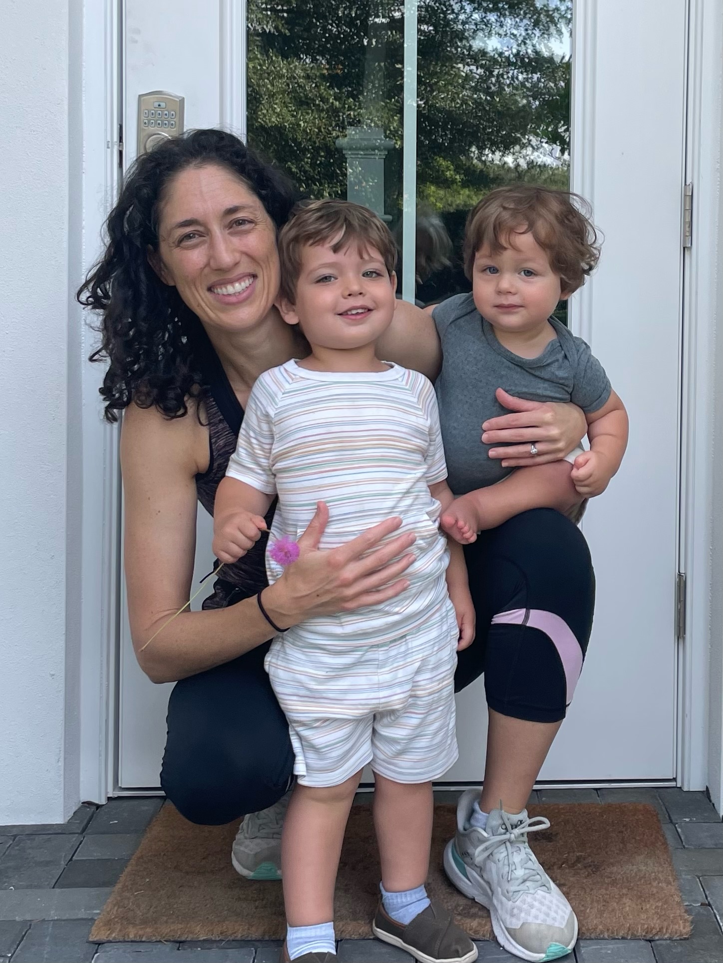 Barrie with kids at door